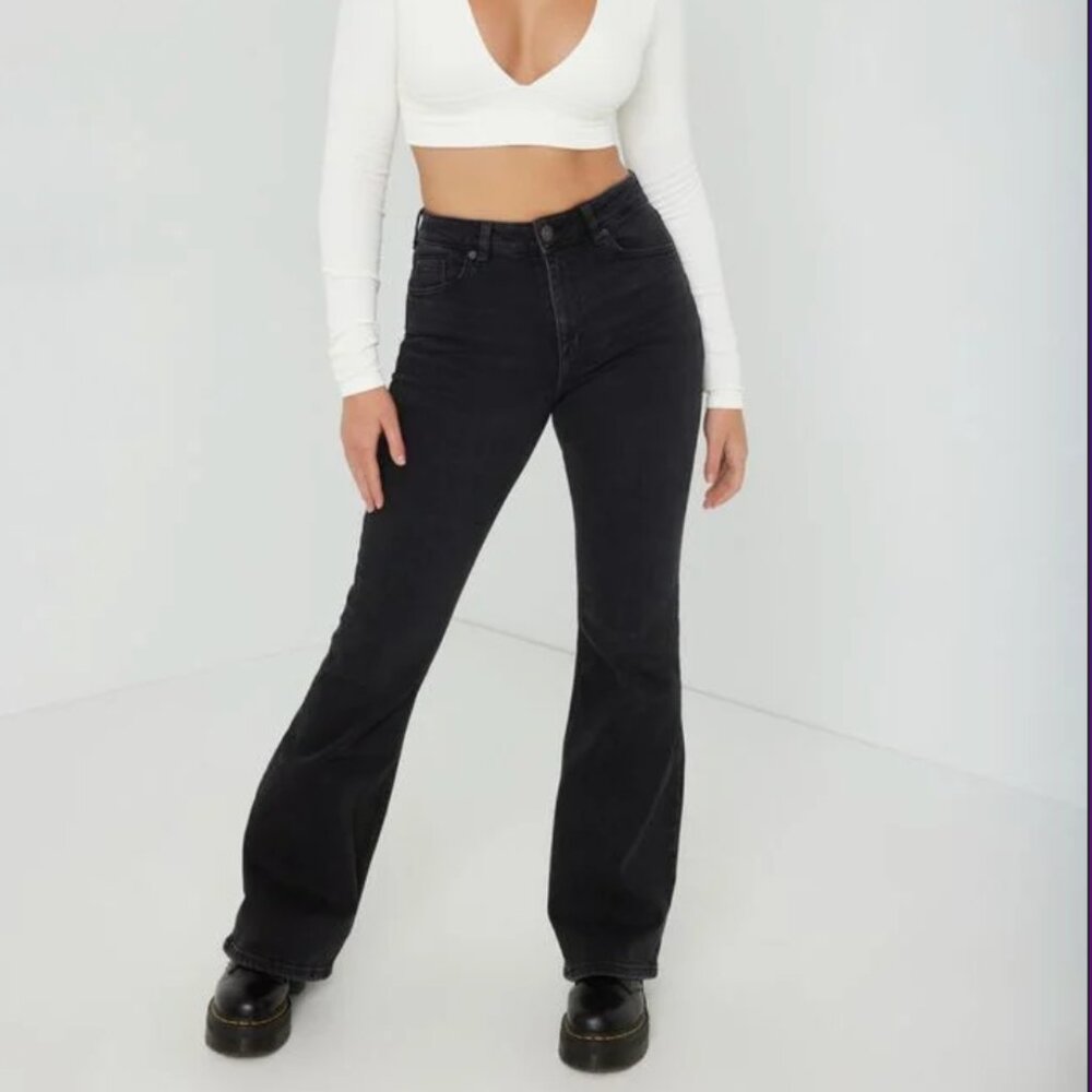 Garage High Rise Flare Jean - Midnight Black